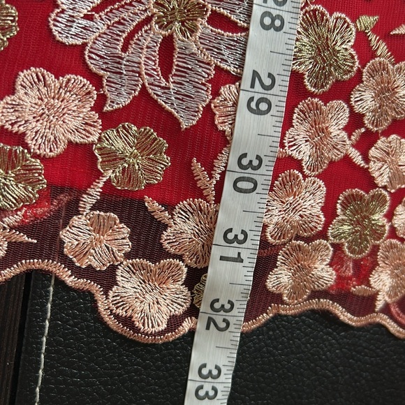 Free People x Backstage Australia Red Floral Dress Embroidered Lace Lined Sz M - Picture 13 of 15